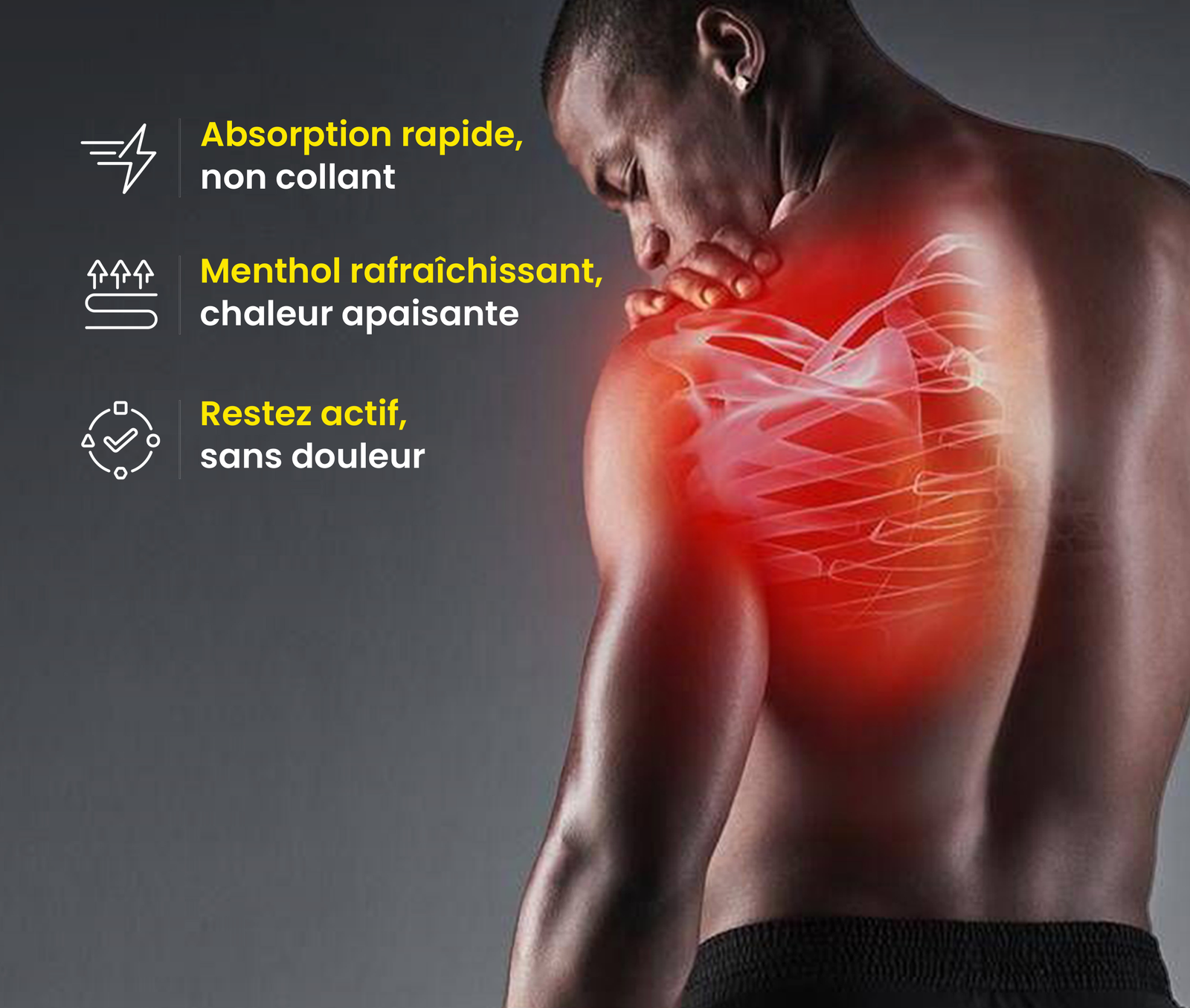 Soulagement rapide des douleurs au dos, genoux et muscles